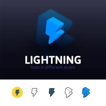 Lightning icon in different style Stock Illustration