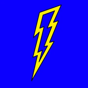 Lightning icon flat style illustration and flyer design on blue background Stock Illustration