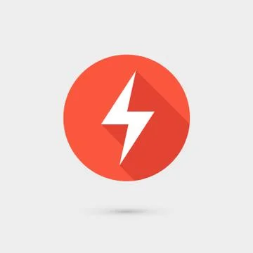 Lightning icon red circle on gray background Stock Illustration
