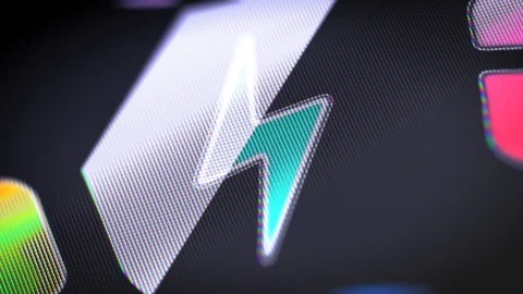 The lightning icon on the Screen. 4K Resolution. Encoder Prores 4444. Looping. Stock Footage 86195762