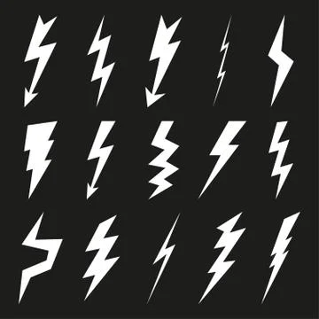 Lightning icon set. Electricity thunder and danger symbol. Lightning strike Illustrazione stock