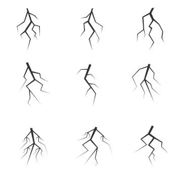 Lightning icon set Stock Illustration