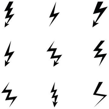 Lightning icon set Stock Illustration