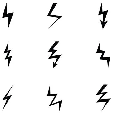 Lightning icon set Stock Illustration