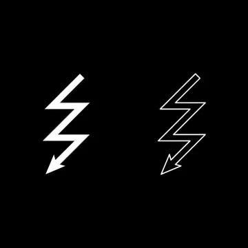 Lightning icon set white color illustration flat style simple image Stock Illustration