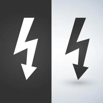 Lightning icon, vector. Two-tone version on black and white background. Isola Stock Illustration