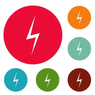 Lightning icons circle set vector Stock Illustration