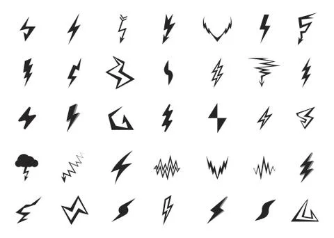 Lightning icons set Stock Illustration