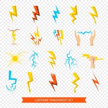 Lightning Icons Transparent Set Stock Illustration