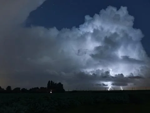 Lightning Illuminated Stormcloud Stock Photos