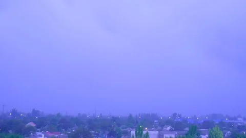 Lightning illuminates the night city Stock Footage 107931500