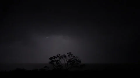 Lightning Illuminating Landscape During a Thunderstorm Stock Footage