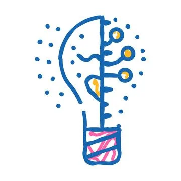 Lightning innovative idea icon doodle illustration Stock Illustration