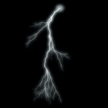 Lightning Isolated over Black Background Иллюстрация