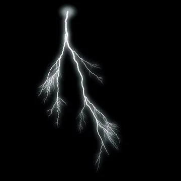 Lightning Isolated over Black Background Stock Illustration