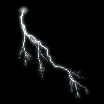 Lightning Isolated over Black Background Иллюстрация