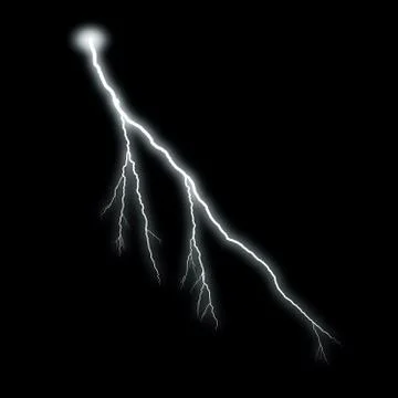 Lightning Isolated over Black Background Иллюстрация