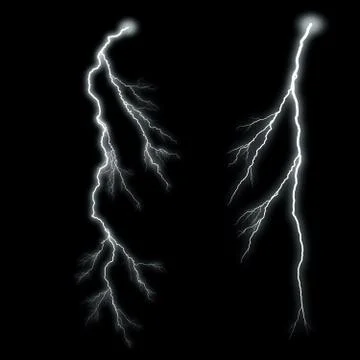 Lightning Isolated over Black Background Illustrazione stock