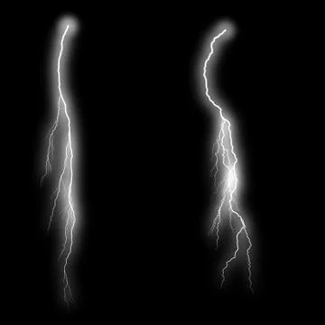 Lightning Isolated over Black Background Illustrazione stock