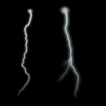 Lightning Isolated over Black Background Иллюстрация