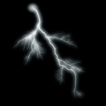 Lightning Isolated over Black Background Illustrazione stock