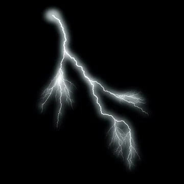 Lightning Isolated over Black Background Иллюстрация