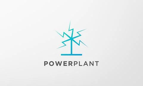 Lightning leaf plant logo in a modern and minimal shape Stock Illustration
