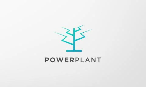 Lightning leaf plant logo in a modern and minimal shape Stock Illustration