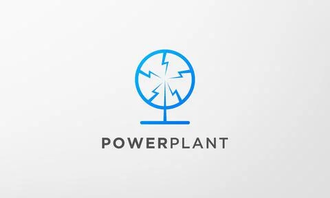 Lightning leaf plant logo in a modern and minimal shape Stock Illustration
