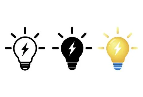 Lightning in light bulb icon. symbolizes ideas, creativity. Vector illustra.. Stock Illustration