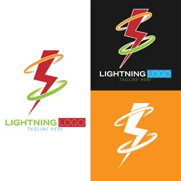 Lightning logo. Vector illustration for a logo, sticker, or emblem Illustrazione stock