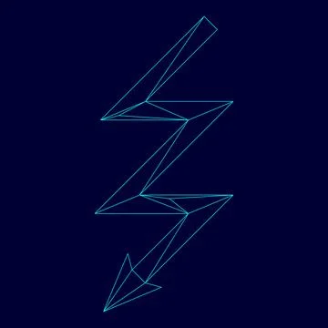 Lightning low poly triangulation triangulated polygonal electric cyan blue .. Stock Illustration