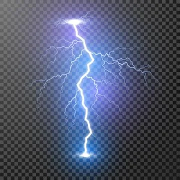 Lightning. Magic and bright light effects. Vector Illustration isolated on tr 스톡 일러스트