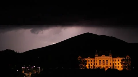 Lightning Near Castle Stock Footage 39489954
