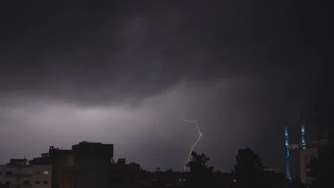 Lightning near the mosque Stock Footage 144210852