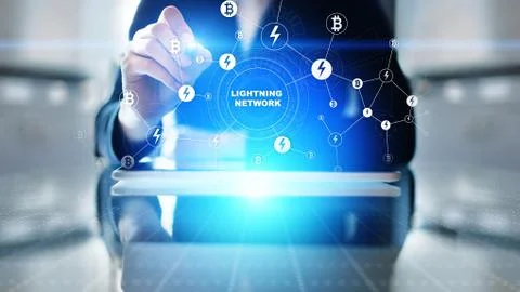 Lightning network communication in cryptocurrency technology. Bitcoin and Фото