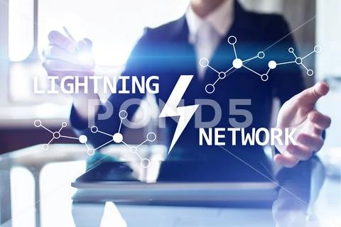 Lightning network - second layer payment protocol that operates on top of a Stock Photos