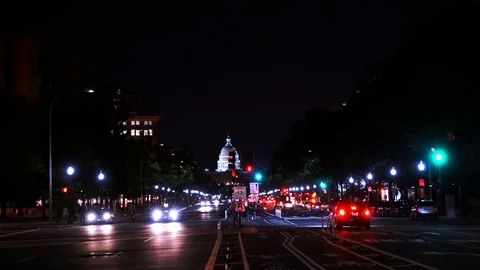 Lightning at Night Over the U.S. Capitol in Washington, DC Stock Footage