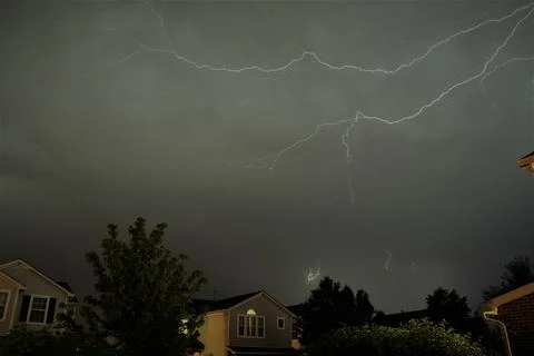 Lightning at Night Stock Photos