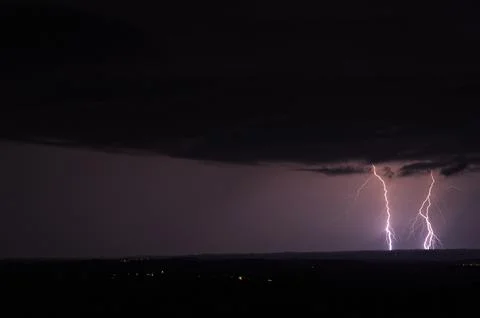 Lightning at night Stock Photos
