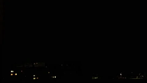Lightning in the night sky over the city Stock Footage 208345985