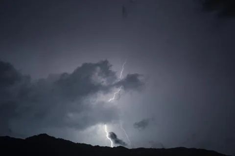 Lightning in the night sky Stock Photos