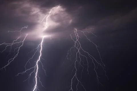 Lightning in the night sky Stock Photos