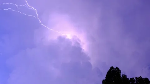 Lightning in the night sky, thunderbolt effect variations, fx isolated. Stock Footage 208831830