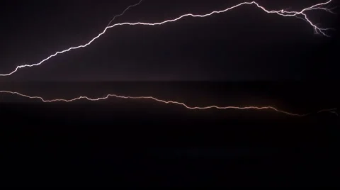 Lightning in the night storm sky Stock Footage 46776895
