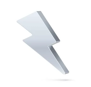 Lightning or 3D thunder bolt icon of silver metal Stock Illustration