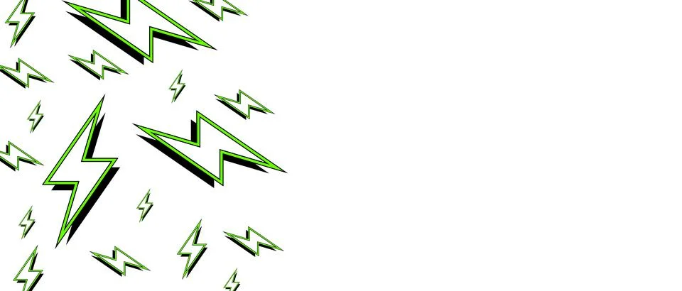 Lightning or energy sign pattern in retro style on white background.  Illustrazione stock