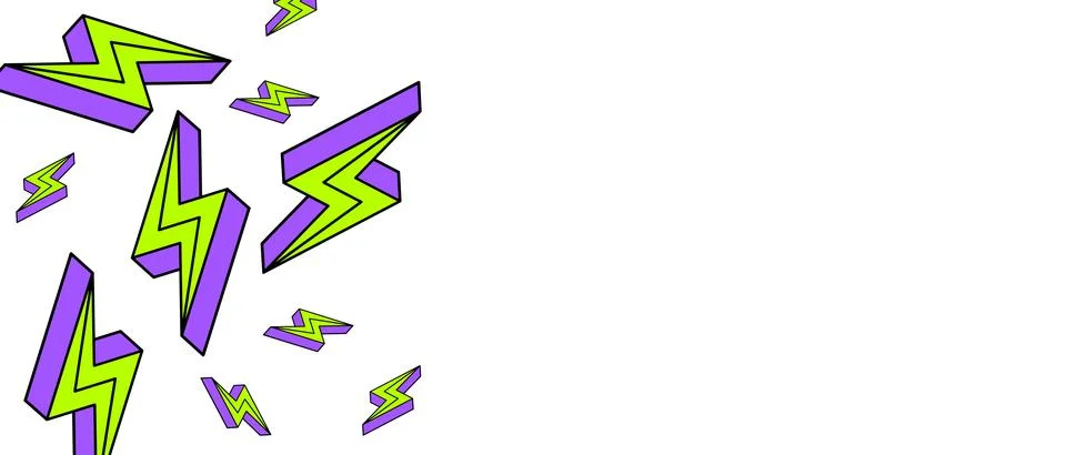 Lightning or energy sign pattern in retro style on white background.  Illustrazione stock