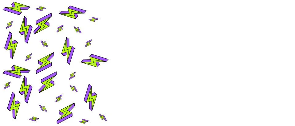 Lightning or energy sign pattern in retro style on white background.  Illustrazione stock