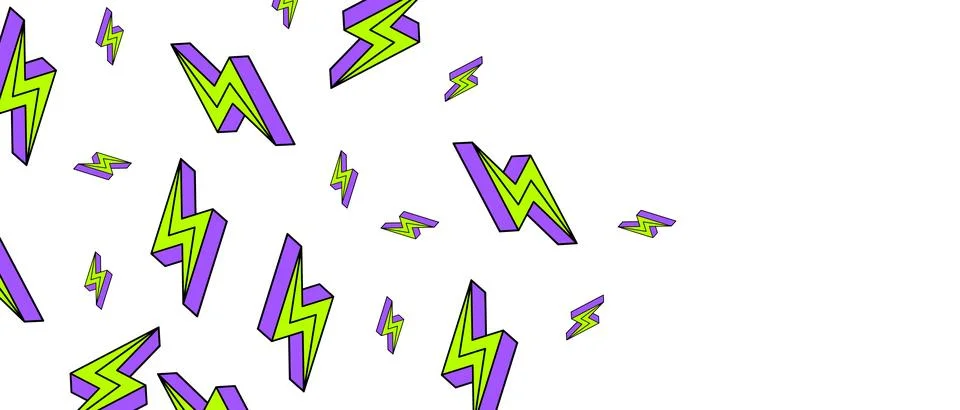 Lightning or energy sign pattern in retro style on white background.  스톡 일러스트